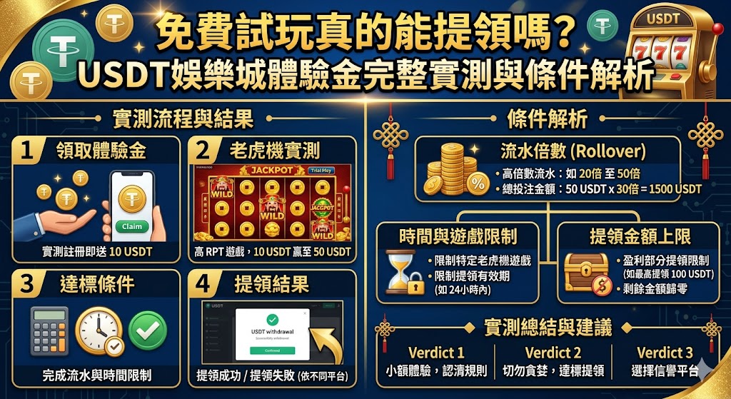 免費試玩真的能提領嗎？USDT娛樂城體驗金完整實測與條件解析